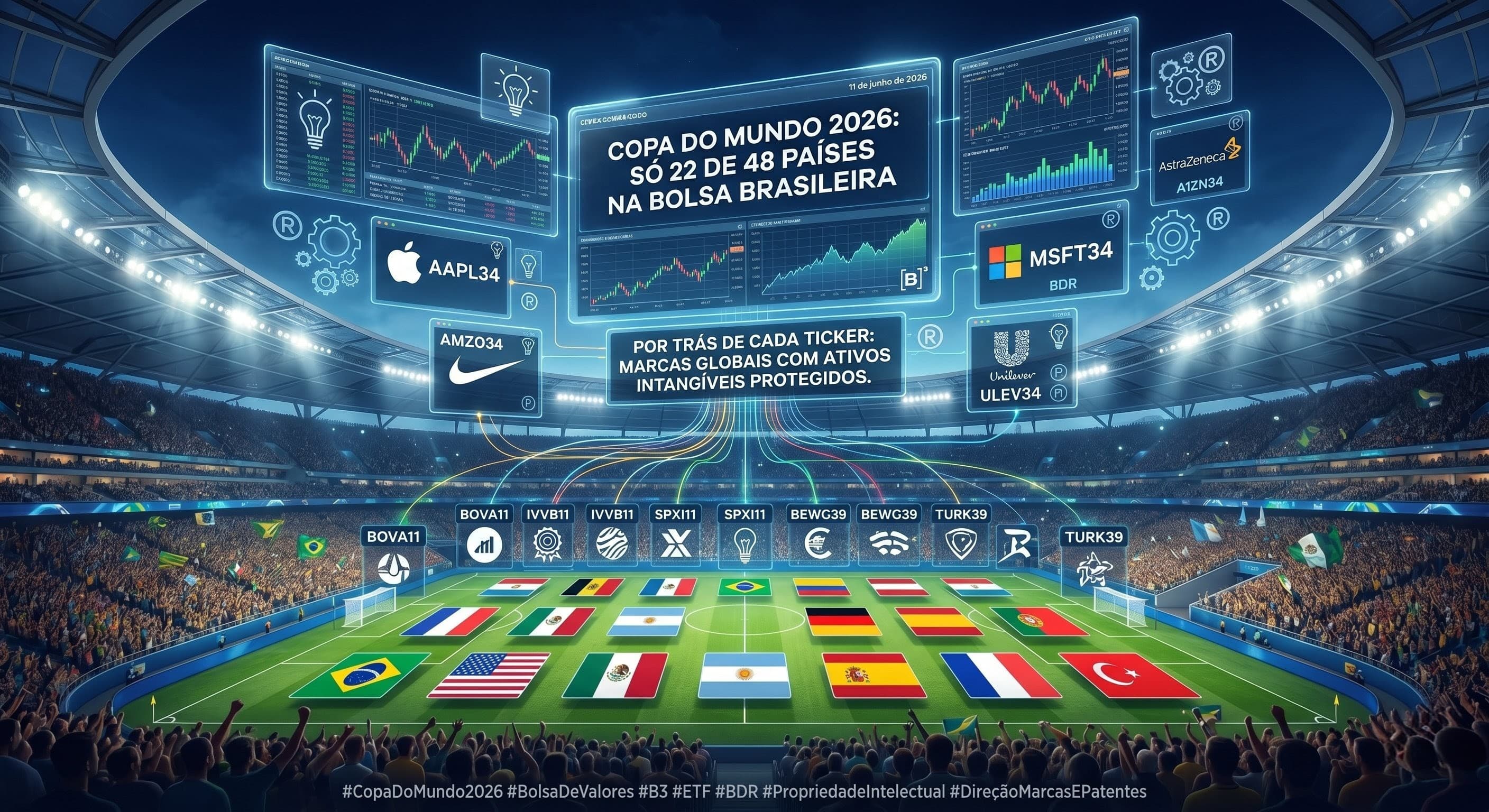 Menos de 50% dos países da Copa 2026 estão na B3. 
