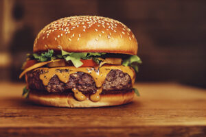 handmade hamburguer on a wood table